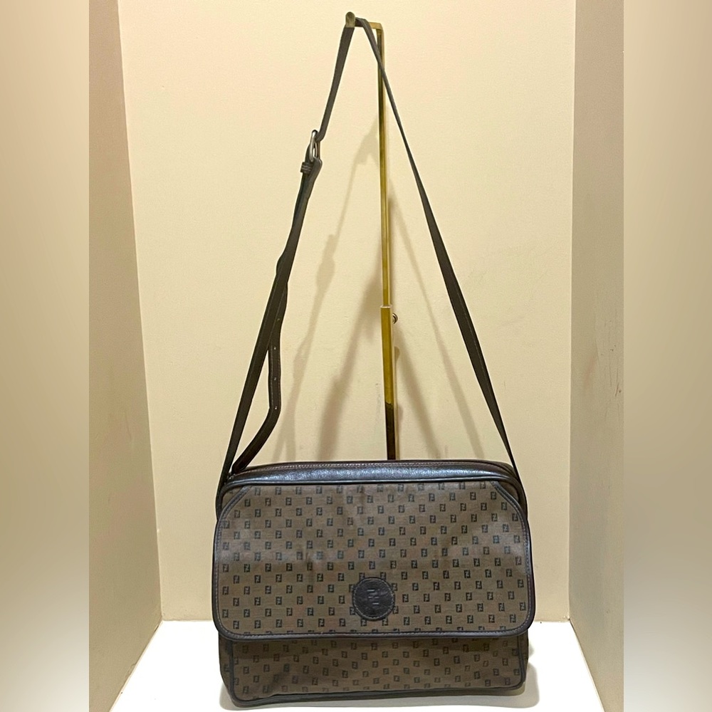 Gorgeous Vintage Fendi Monogram Handbag Canvas with Leather Accent